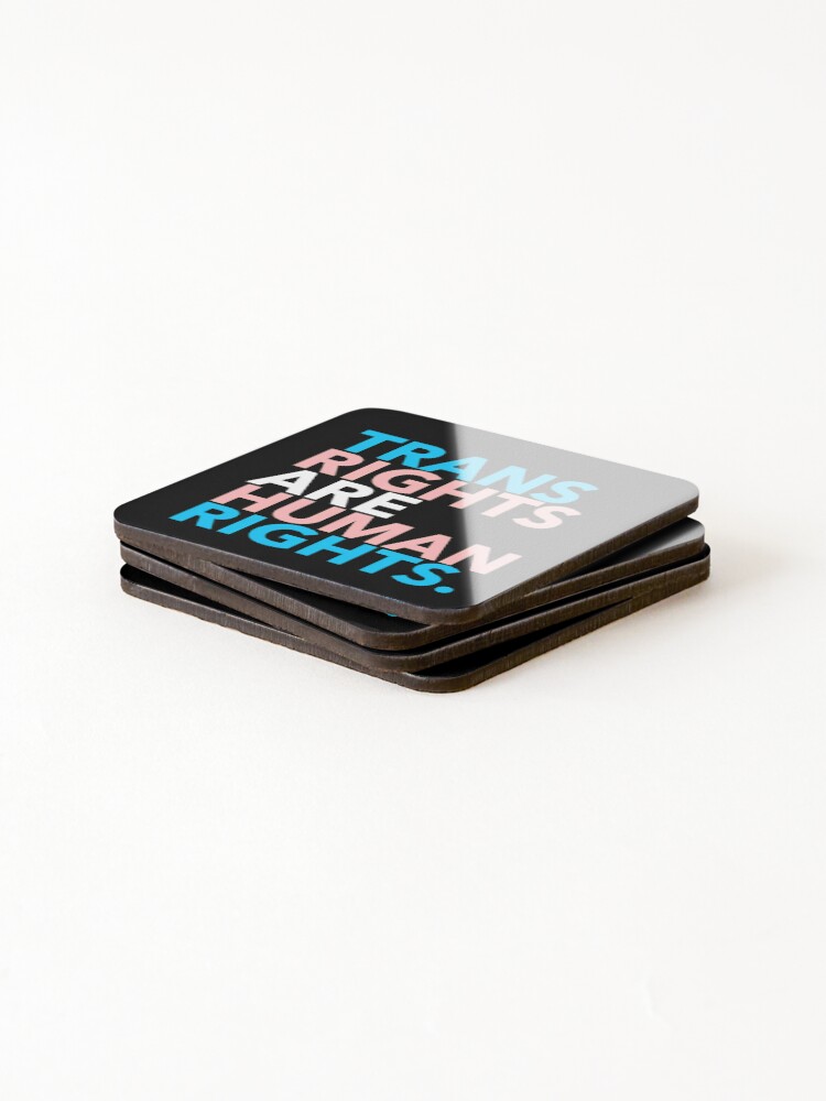 Thumbnail 4 of 5, Coasters (Set of 4), Trans Rights Are Humans Rights Statements designed and sold by REETALOX.
