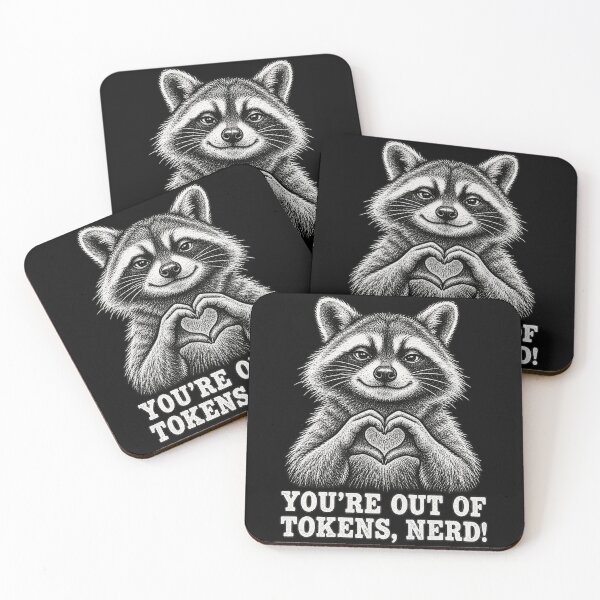 Item preview, You're Out of Tokens Nerd Funny AI Raccoon Illustration designed and sold by Yellowriversss.