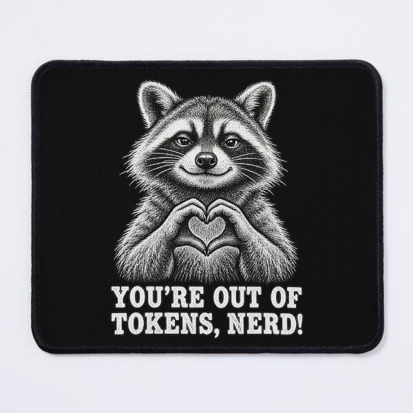 Item preview, You're Out of Tokens Nerd Funny AI Raccoon Illustration designed and sold by Yellowriversss.