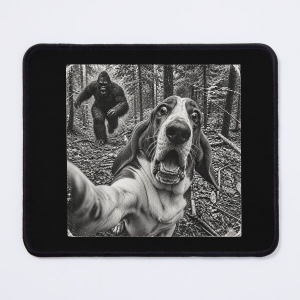 Item preview, Basset Hound Selfie Running from Bigfoot Funny Forest  designed and sold by design-sopsunil.