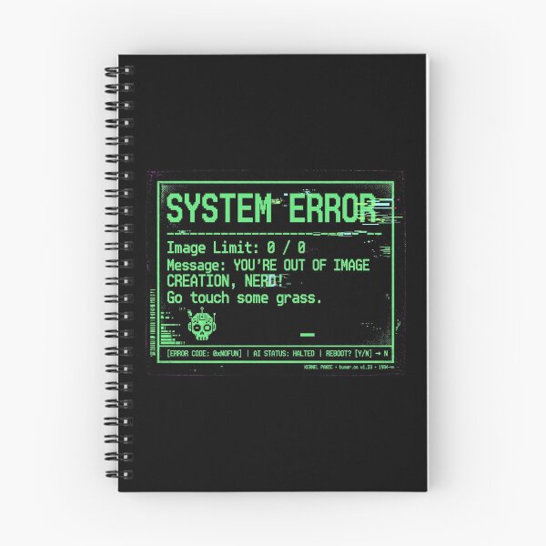 Item preview, System Error AI Image Limit Retro Terminal Glitch Screen Design designed and sold by Yellowriversss.