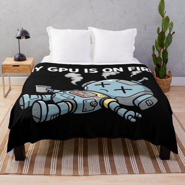 Item preview, My GPU Is On Fire Funny Dead Robot Overheating Illustration designed and sold by Yellowriversss.