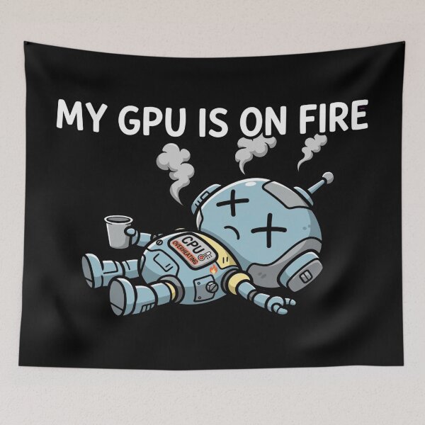 Item preview, My GPU Is On Fire Funny Dead Robot Overheating Illustration designed and sold by Yellowriversss.