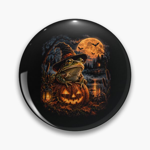 Item preview, Witch Frog Halloween Pumpkin Cottagecore Dark Academia designed and sold by Emmatshirt1.