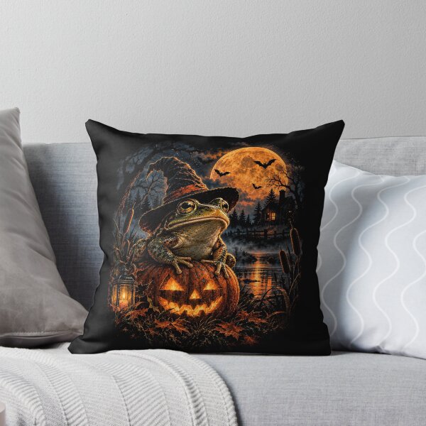 Item preview, Witch Frog Halloween Pumpkin Cottagecore Dark Academia designed and sold by Emmatshirt1.