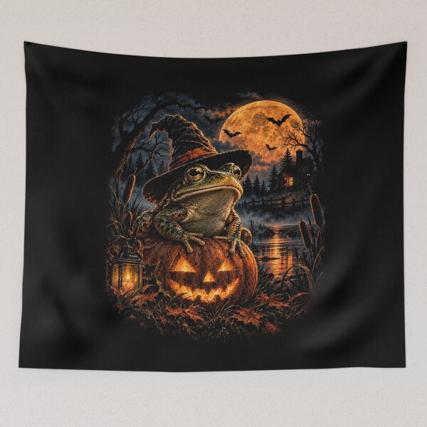 Item preview, Witch Frog Halloween Pumpkin Cottagecore Dark Academia designed and sold by Emmatshirt1.