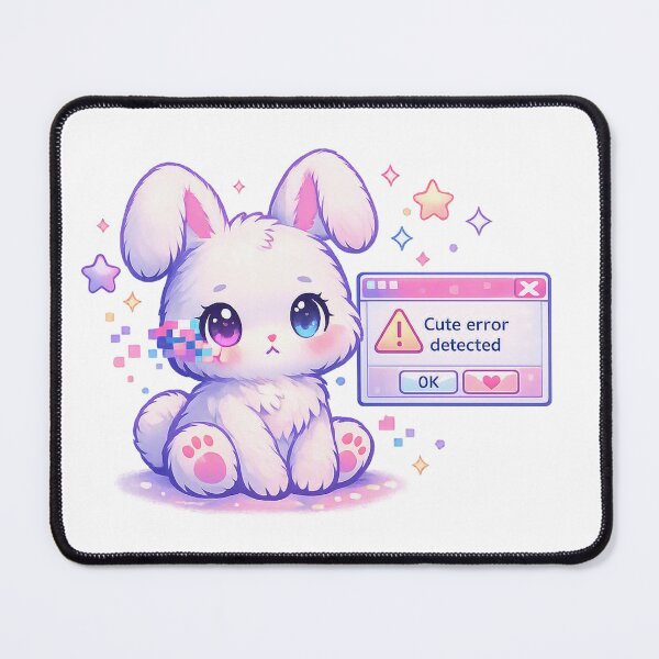 Item preview, Cute Error Detected – Pastel Kawaii Bunny Tech Glitch Art designed and sold by Sommium .