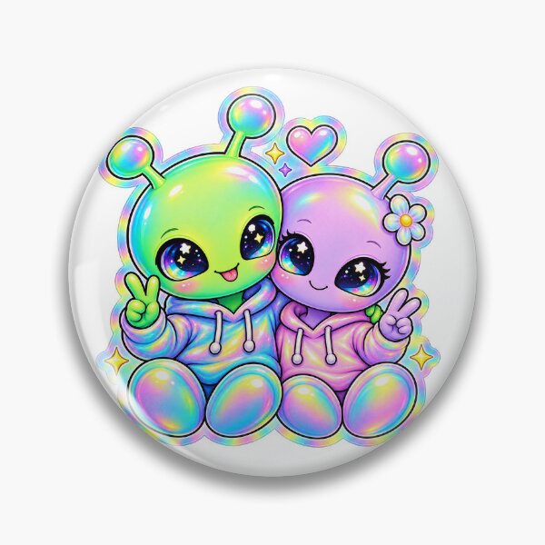 Item preview, Cute Kawaii Alien Bestie Holographic Sticker designed and sold by thenksticker.