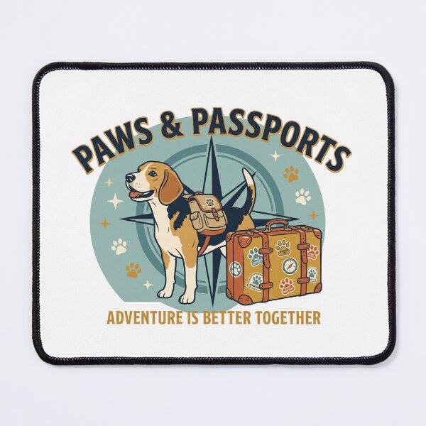 Item preview, Paws & Passports Vintage Beagle Dog Travel Adventure Graphic T-Shirt Design - Backpack, Suitcase, Compass designed and sold by BiniClicks.