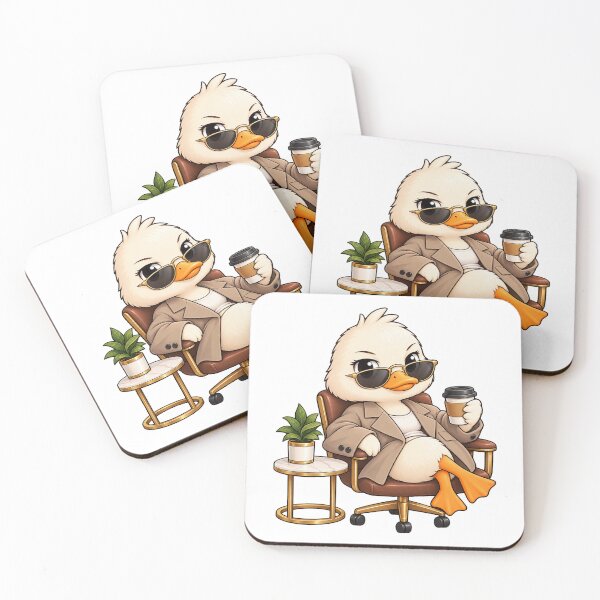 Item preview, Chic Business Duck with Coffee – Funny Classy Duck Cartoon Sticker designed and sold by CreativeCharmCo.