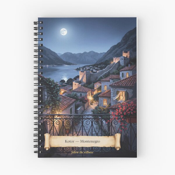 Item preview, Kotor Moonlit Balcony Streetscape — Romantic Mediterranean Night Art designed and sold by stickercuffs.