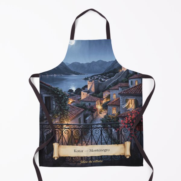 Item preview, Kotor Moonlit Balcony Streetscape — Romantic Mediterranean Night Art designed and sold by stickercuffs.