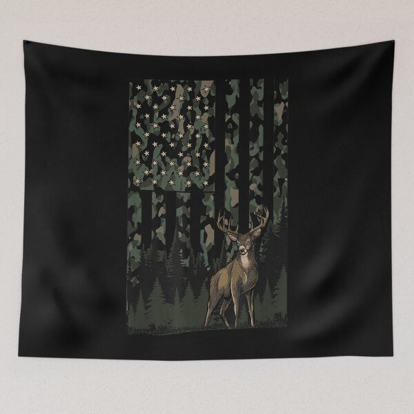 Item preview, Camo Deer American Flag Graphic Hunting Gifts Men Dad Boys designed and sold by JaredDeShop.