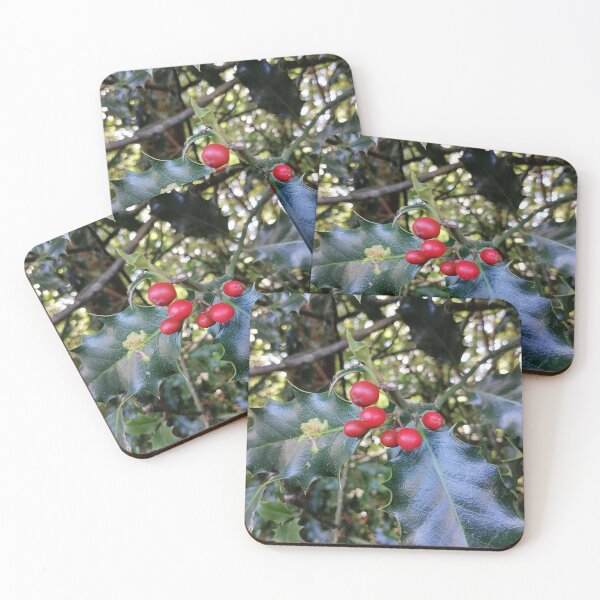 Item preview, Red Holly Berries and Green Leaves designed and sold by PhuongVoArt.