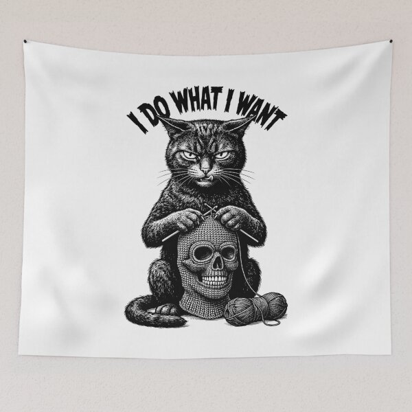 Item preview, Crochet Cat Skull Halloween Crocheting I Do What I Want designed and sold by GrandeDuc.