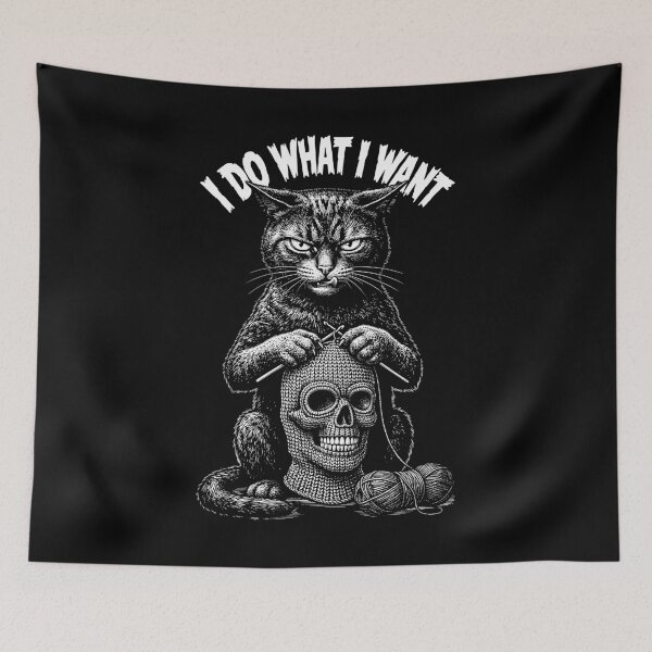 Item preview, Crochet Cat Skull Halloween Crocheting I Do What I Want designed and sold by GrandeDuc.