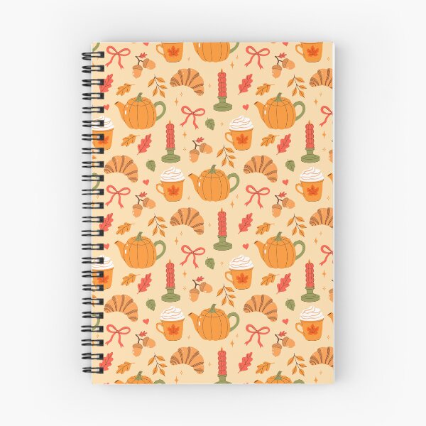 Item preview, Cozy autumn pattern with pumpkin teapots, hot drinks and croissants designed and sold by burbura.