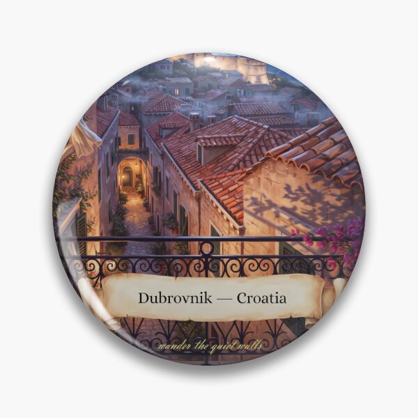 Item preview, Dubrovnik Moonlit Balcony Streetscape — Romantic Mediterranean Night Art designed and sold by stickercuffs.