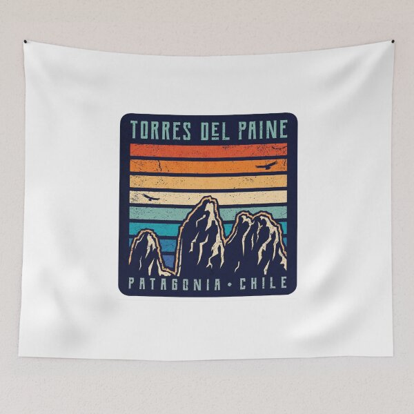 Item preview, Torres Del Paine Patagonia Chile Retro Sunset Landscape Art designed and sold by mantanterindah.