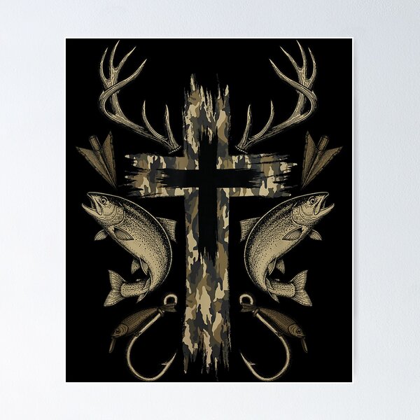Item preview, Cross Camo Fishing Hunting Christian Faith Hunter Fisherman designed and sold by JaredDeShop.