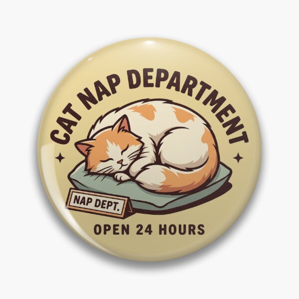 Item preview, Cat Nap Department Funny Sleeping Cat Retro Emblem Open 24 Hours Logo designed and sold by BiniClicks.