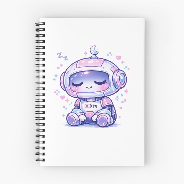 Item preview, Sleepy Robot 1 Percent Battery Pastel Kawaii Art designed and sold by Sommium .