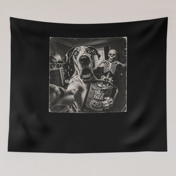 Item preview, Trick Or Treat Halloween Great Dane Scary Skeleton Selfie  designed and sold by design-sopsunil.