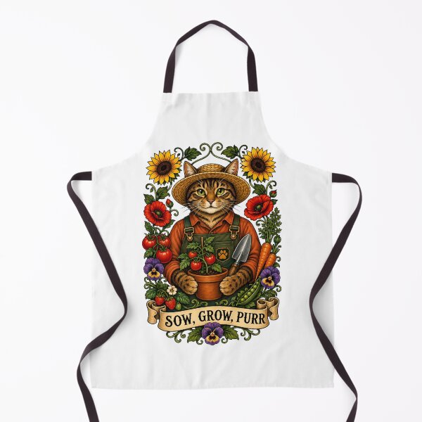 Item preview, Sow Grow Purr Gardener Cat Art designed and sold by Old's Cool Cat Studio.