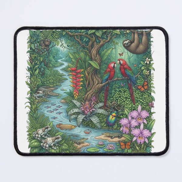 Item preview, Amazon Rainforest River Ecosystem and Jungle Wildlife Art designed and sold by DrAsmaaMohamed.