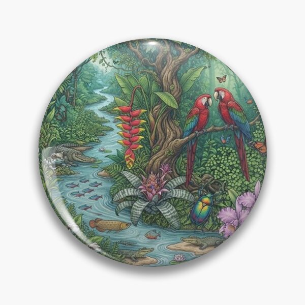 Item preview, Amazon Rainforest River Ecosystem and Jungle Wildlife Art designed and sold by DrAsmaaMohamed.