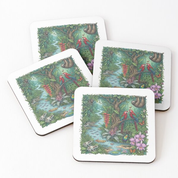 Item preview, Amazon Rainforest River Ecosystem and Jungle Wildlife Art designed and sold by DrAsmaaMohamed.