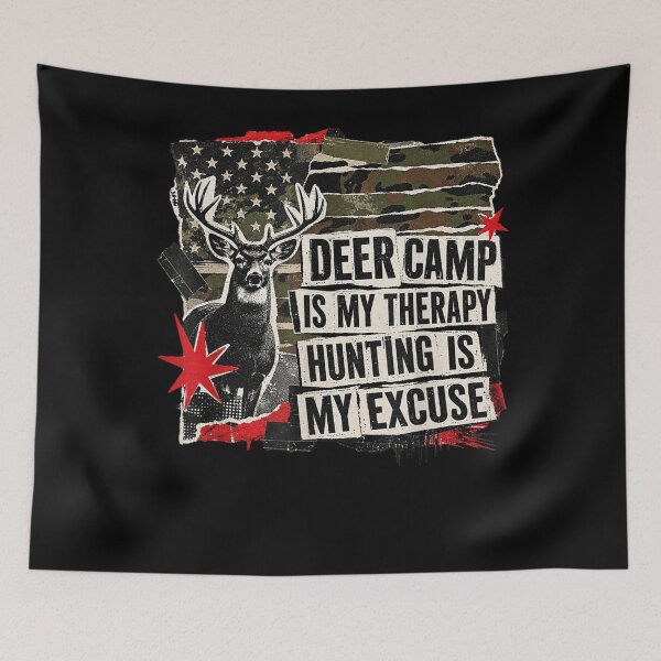 Item preview, Deer Camp Therapy Hunting Excuse American Camo Men designed and sold by JaredDeShop.
