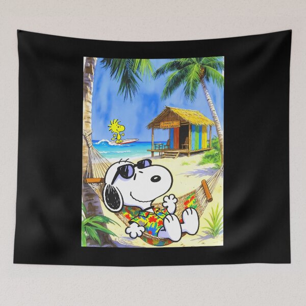 Item preview, Snoopy Hawaiian Beach Hammock Summer Vacation  designed and sold by BadManShop.