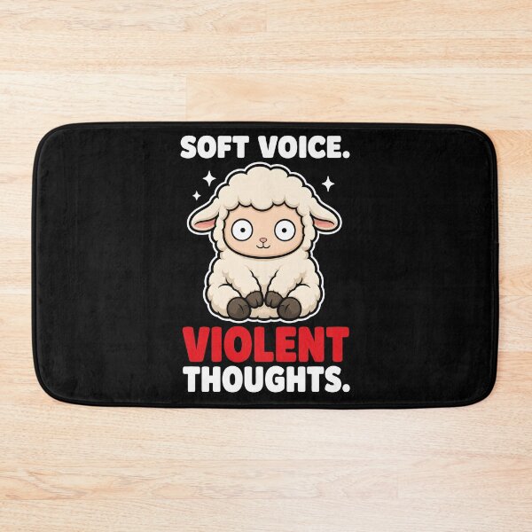 Item preview, Soft Voice Violent Thoughts Cute Sheep Funny Dark Humor designed and sold by Emmatshirt1.