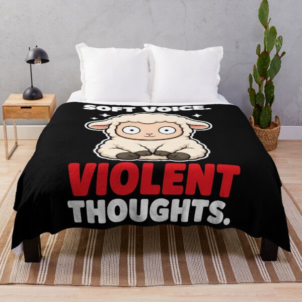 Item preview, Soft Voice Violent Thoughts Cute Sheep Funny Dark Humor designed and sold by Emmatshirt1.