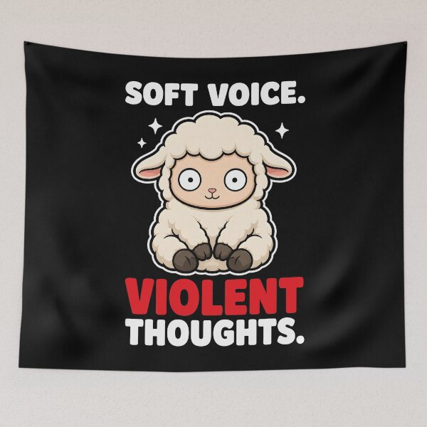 Item preview, Soft Voice Violent Thoughts Cute Sheep Funny Dark Humor designed and sold by Emmatshirt1.