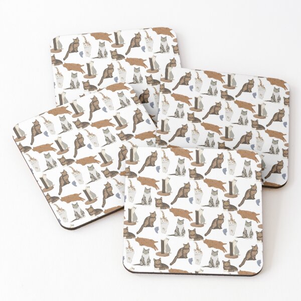 Item preview, Cute Flat Vector Cats Breed and Toys White Pattern designed and sold by svitlaarty.
