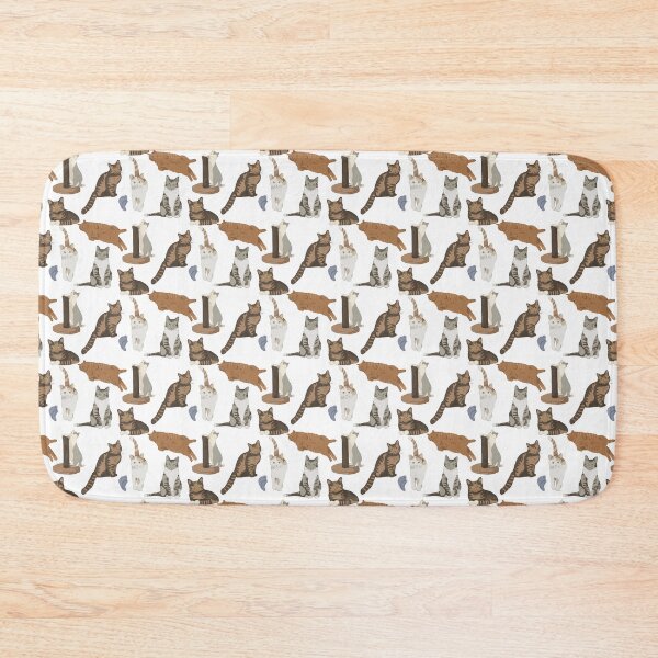 Item preview, Cute Flat Vector Cats Breed and Toys White Pattern designed and sold by svitlaarty.