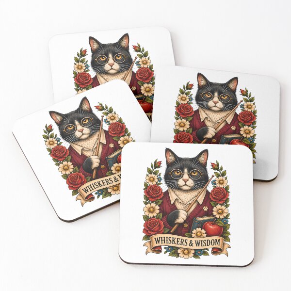 Item preview, Whiskers Wisdom Teacher Cat Art designed and sold by Old's Cool Cat Studio.