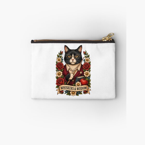 Item preview, Whiskers Wisdom Teacher Cat Art designed and sold by Old's Cool Cat Studio.
