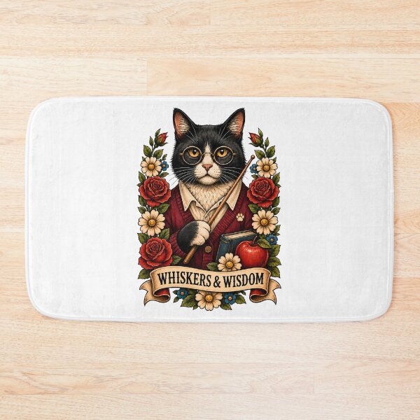 Item preview, Whiskers Wisdom Teacher Cat Art designed and sold by Old's Cool Cat Studio.