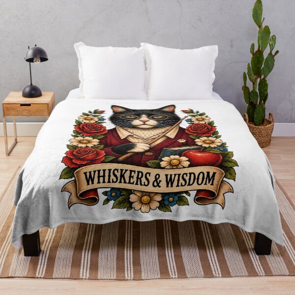 Aperçu de l'œuvre Whiskers Wisdom Teacher Cat Art créée et vendue par Old's Cool Cat Studio.