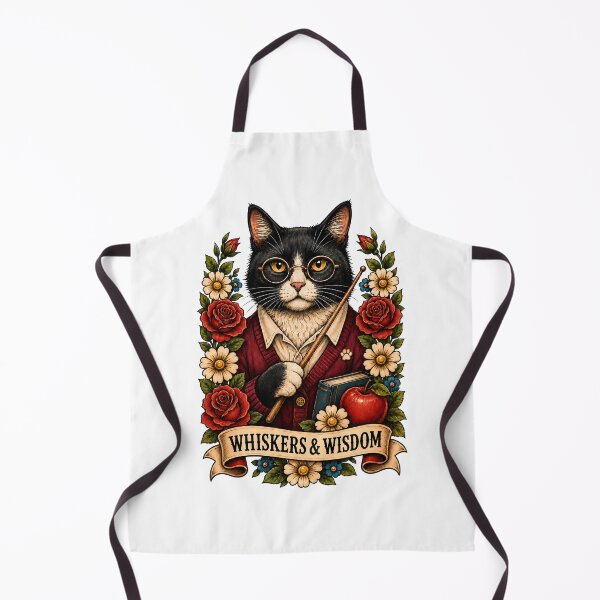 Item preview, Whiskers Wisdom Teacher Cat Art designed and sold by Old's Cool Cat Studio.
