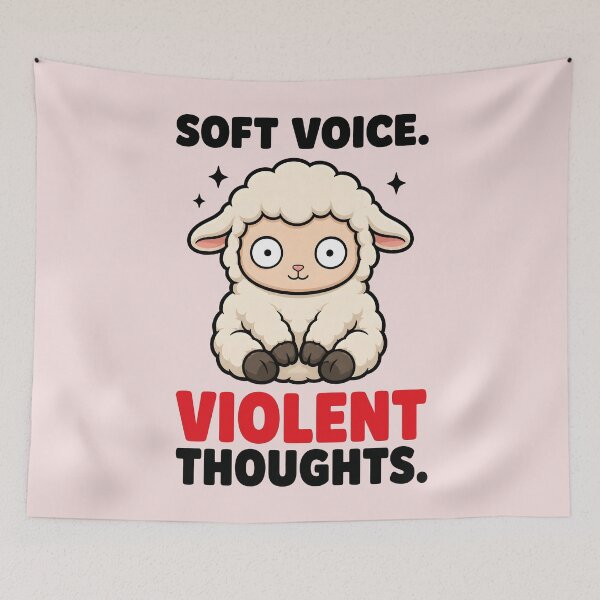 Item preview,  Soft Voice Violent Thoughts Cute Sheep Funny Dark Humor designed and sold by Emmatshirt1.