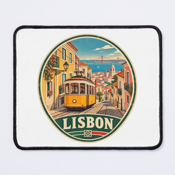 Item preview, Lisbon Yellow Tram – Vintage Portugal Travel Poster Retro City designed and sold by Globalcitytees.