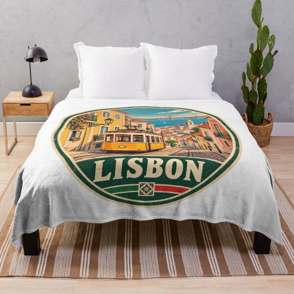 Item preview, Lisbon Yellow Tram – Vintage Portugal Travel Poster Retro City designed and sold by Globalcitytees.