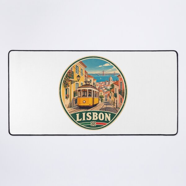 Item preview, Lisbon Yellow Tram – Vintage Portugal Travel Poster Retro City designed and sold by Globalcitytees.