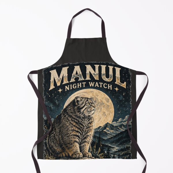 Item preview, Manul Night Watch Pallas Cat Sitting On Rock Under Full Moon - Vintage Wildlife Mountain Landscape designed and sold by Thegoldenline.