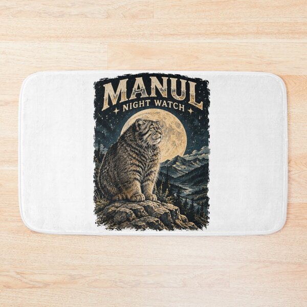 Item preview, Manul Night Watch Pallas Cat Sitting On Rock Under Full Moon - Vintage Wildlife Mountain Landscape designed and sold by Thegoldenline.