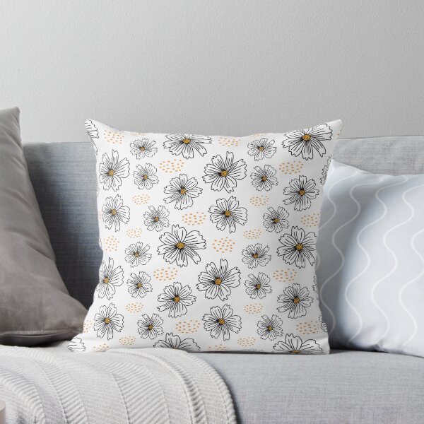 Item preview, Black and White Floral Minimalist Boho Pattern designed and sold by SmallDart Creations.